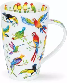 Formano XXL Dunoon Becher, Tasse Henley Jungle Jive Papageien 600ml Porzellan