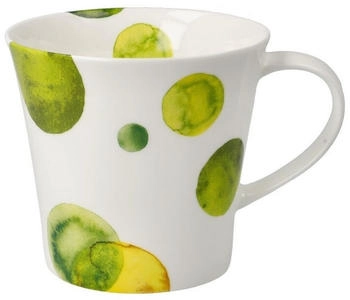 Goebel Becher, Tasse COLORI LIMETTE Punkte weiß gelb grün für 350ml Porzellan