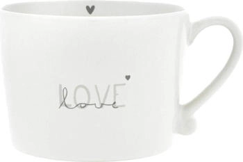 Bastion Collections Tasse, Becher DOUBLE LOVE weiß grau für 270ml Keramik