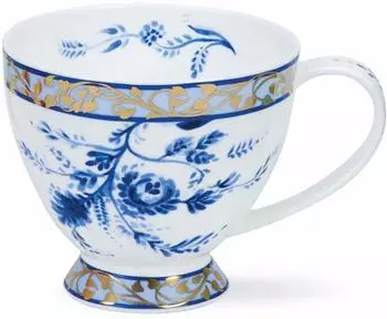 Formano Dunoon Becher, Tasse Skye auf Fuß Delft Blue Rosen für 450ml weiß bunt