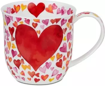 Formano Dunoon Becher Cumbrae Big Love mit Herz weiß rot für 450ml Porzellan