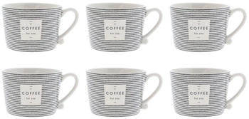Bastion Collections 6er Set Becher COFFEE FOR YOU weiß schwarz 300ml