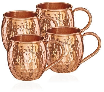 NKlaus 4 Kupferbecher reines Kupfer 100% Ayuverda Oval Moscow Mule 500 ml