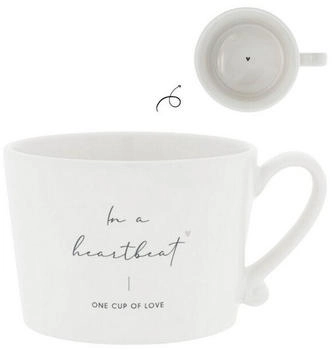 Bastion Collections Tasse, Becher HEARTBEAT weiß schwarz für 270ml Keramik