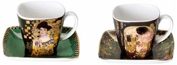 Goebel 2er Set Gustav Klimt Espressotassen Der Kuss Adele Bloch-Bauer Porzellan