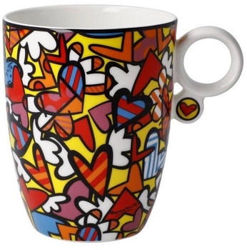 Goebel Romero Britto Kaffeebecher aus Fine Bone China All We Need is Love Pop Art, 9,5cm x 13cm x 11cm, 66-452-84-1