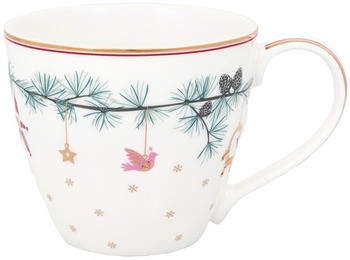 Greengate Becher JUANA Weiß Weihnachtsbecher mit Goldrand Porzellan Tasse