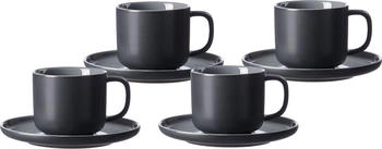 Ritzenhoff & Breker JASPER Kaffeetasse mit Untertasse 240 ml 4er Set schwarz