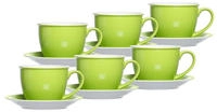 MILCHKAFFEE TASSEN MIT UNTERTASSEN Doppio Gr&uuml;n 350 ml 6er Set