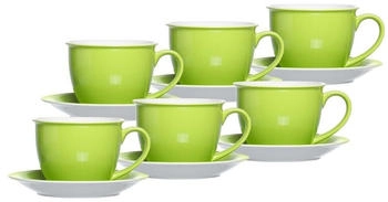 Ritzenhoff & Breker DOPPIO Milchkaffee Tasse mit Untertasse 350 ml 6er Set grün