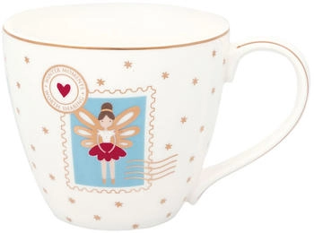 Greengate Becher CINDARELLA Xmas Weiß Goldrand STERNE Gold Porzellan Tasse