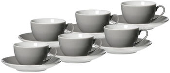Ritzenhoff & Breker DOPPIO Kaffeetasse mit Untertasse 200 ml 6er Set grau