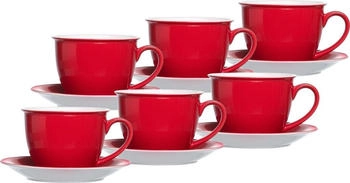 Ritzenhoff & Breker DOPPIO Milchkaffee Tasse mit Untertasse 350 ml 6er Set rot