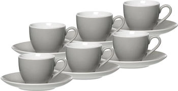 Ritzenhoff & Breker DOPPIO Espressotasse mit Untertasse 80 ml 6er Set grau