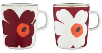Marimekko Juhla Unikko Tasse 25 cl 2er Pack White-burgundy-gold