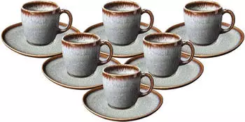 Villeroy & Boch like. by Lave beige Kaffeetasse mit Untertasse 190 ml 6er Set DS
