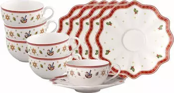 Villeroy & Boch Toy's Delight Kaffeetasse mit Untertasse 170 ml Weiß (zackig) 6er Set
