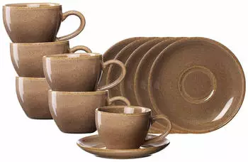 Ritzenhoff & Breker Sahara Espressotasse mit Untertasse 6er Set Hellbraun
