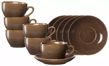 Ritzenhoff & Breker Sahara Kaffeetasse mit Untertasse 6er Set Dunkelbraun