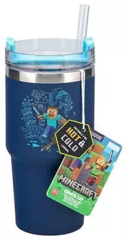 Paladone Minecraft Thermobecher mit Trinkhalm, w&auml;rmeged&auml;mmt (14877)