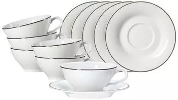 Ritzenhoff & Breker Ostfriese Teetasse mit Untertasse 100 ml 6er Set - Grau
