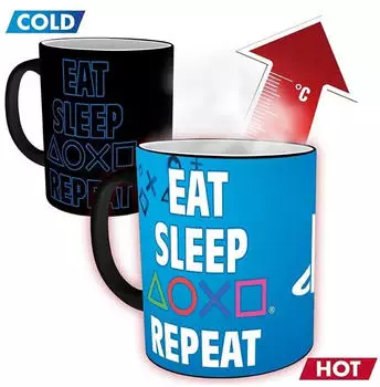 GB Eye PlayStation "Eat Sleep Repeat" Tasse mit Thermoeffekt 320ml (MGH0071)