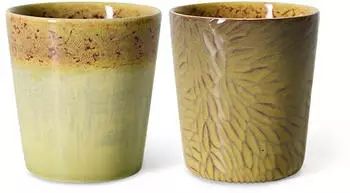 HKliving 70's Ceramics Van Gogh Kaffeebecher, Sunflowers, 2er-Set