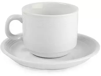 Olympia Linear Stapelbare Teetassen 200ml, Wei&szlig;es Porzellan, 12er-Set (U084)