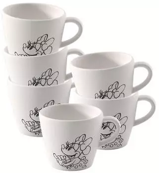 Villeroy & Boch Manufacture Rock blanc Mickey Mouse Espressotasse 60 ml 6er Set