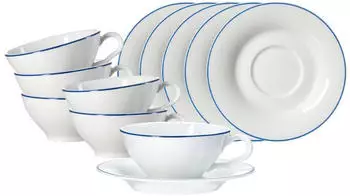 Ritzenhoff & Breker Ostfriese Teetasse mit Untertasse 100 ml 6er Set - Blau