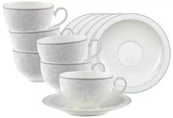 Villeroy & Boch Gray Pearl Cappuccinotasse mit Untertasse 310 ml 6er Set
