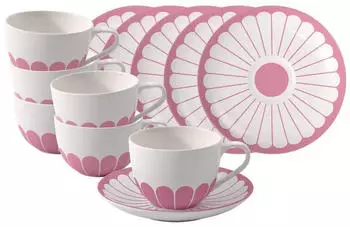 Villeroy & Boch Fleur Couleur Cappuccinotasse mit Untertasse 300 ml 6er Set Cassis