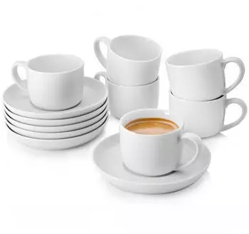 S&auml;nger Marlo Kaffeetassen-Set mit Untertasse, Porzellan, Wei&szlig;, 200ml, 12-teilig