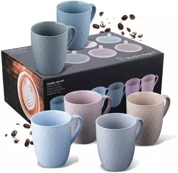 Stanley Rogers Tassen-Set Rautendesign New Bone Pastellt&ouml;ne 6-teilig 340ml (56282)