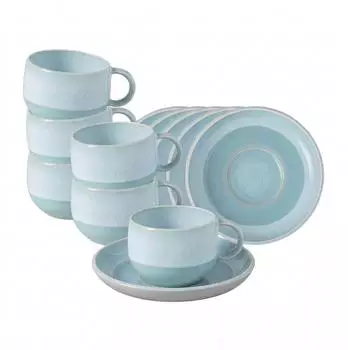 Villeroy & Boch like. by Perlemor Aqua Espressotasse mit Untertasse 60 ml 6er Set