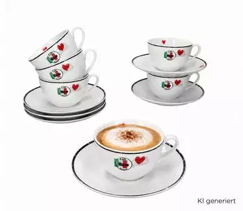 Ritzenhoff & Breker 12tlg Cappuccinotassen Set Caffee Amore 200ml Herz-Dekor Cafe