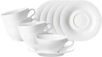 Ritzenhoff & Breker Ostfriese Teetasse mit Untertasse 100 ml 6er Set - Wei&szlig;