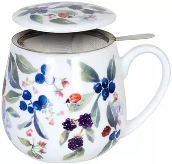 K&ouml;nitz Tea For You Becher "Fruity Tea Berry" mit Sieb und Deckel, Porzellan, 420ml (11 5 143 2603)