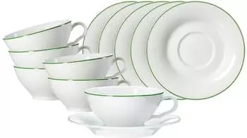 Ritzenhoff & Breker Ostfriese Teetasse mit Untertasse 100 ml 6er Set - Gr&uuml;n