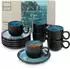 Sänger Vigo Espressotassen-Set Steingut, blau-schwarz, 12-teilig, 80ml