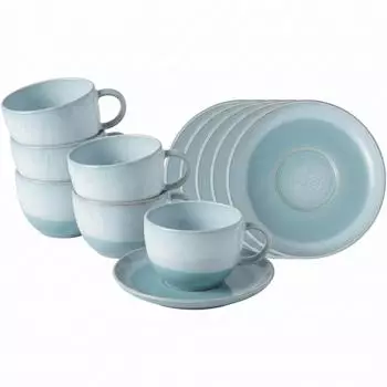 Villeroy & Boch like. by Perlemor Aqua Kaffeetasse mit Untertasse 190 ml 6er Set