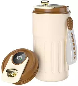 Homealexa Thermobecher mit Digitalanzeige 410ml Edelstahl 316 auslaufsicher (SMA-02)