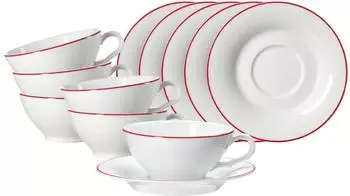 Ritzenhoff & Breker Ostfriese Teetasse mit Untertasse 100 ml 6er Set - Rot