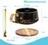 Intirilife Kaffee-/Teetasse Keramik 200ml mit Holz-Untersetzer, 4er-Set, Schwarz (IL-100896-4)