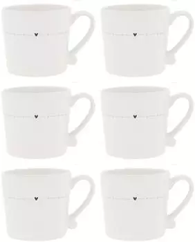 Bastion Collections Natural Heart Line Tassen 6er-Set, Herzen, beige/weiß, 220ml (RJ/MUG 047 BT)