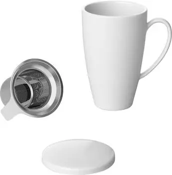 Intirilife Kaffee- & Teetasse mit Deckel und Teeaufgie&szlig;er, wei&szlig;, 350ml (IL-100692)