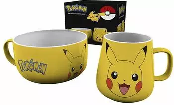 Abysse Pok&eacute;mon Pikachu Fr&uuml;hst&uuml;cks-Set Tasse + Sch&uuml;ssel, Keramik (BS0003)