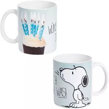 United Labels Snoopy &bdquo;W&uuml;nsch dir was!" Kaffeebecher, Keramik, blau, 320ml (0125362)