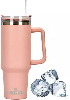 LuxusKollektion Kaffeebecher to Go Edelstahl vakuumisoliert 1182ml mit Griff, pink
