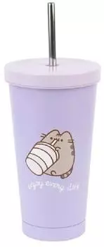 Erik Pusheen Thermobecher mit Deckel und Strohhalm 550ml (VM03)